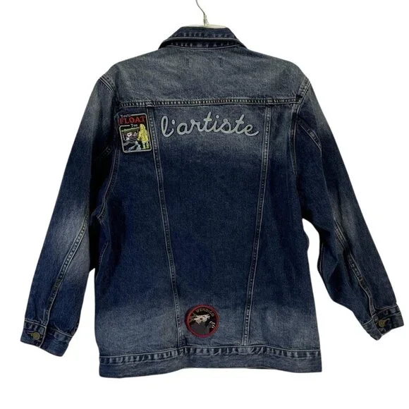 FP x Sandrine Rose L’Artiste Distressed Denim Jean Jacket, Medium - Picture 4 of 11